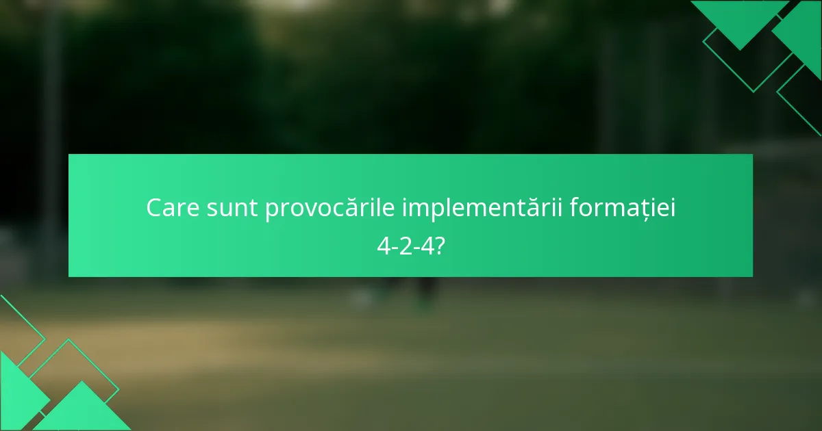 Care sunt provocările implementării formației 4-2-4?