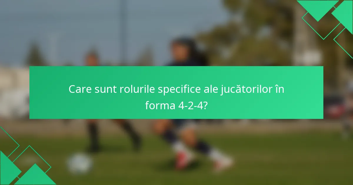 Care sunt rolurile specifice ale jucătorilor în forma 4-2-4?