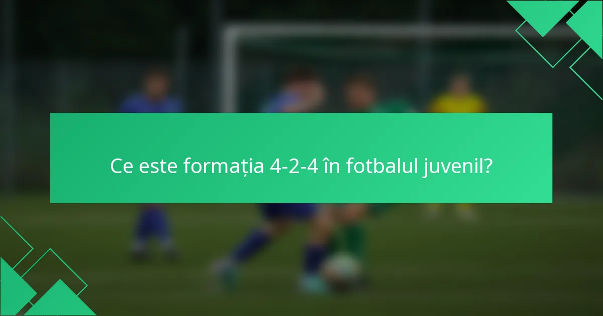 Ce este formația 4-2-4 în fotbalul juvenil?