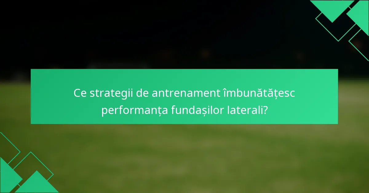 Ce strategii de antrenament îmbunătățesc performanța fundașilor laterali?