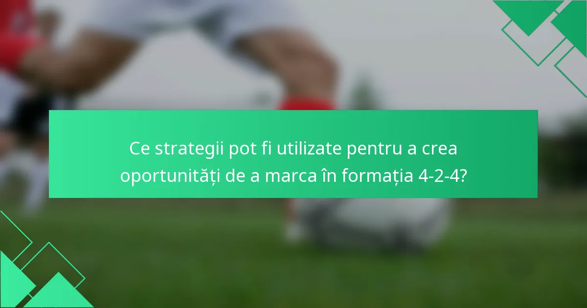 Ce strategii pot fi utilizate pentru a crea oportunități de a marca în formația 4-2-4?