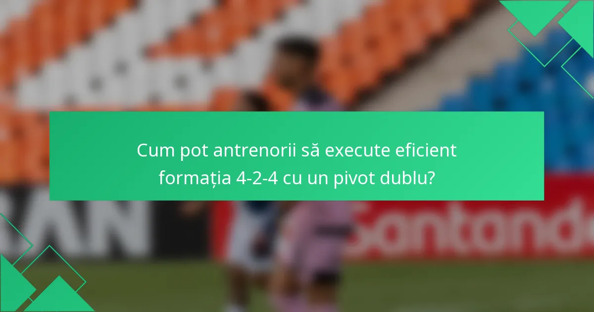 Cum pot antrenorii să execute eficient formația 4-2-4 cu un pivot dublu?