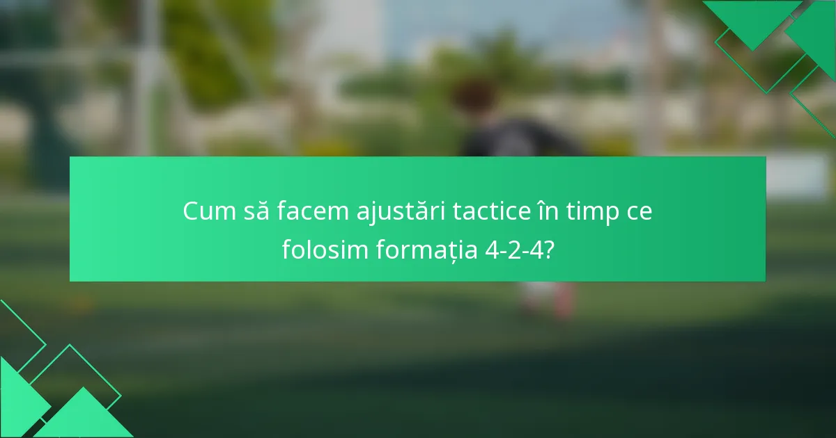 Cum să facem ajustări tactice în timp ce folosim formația 4-2-4?