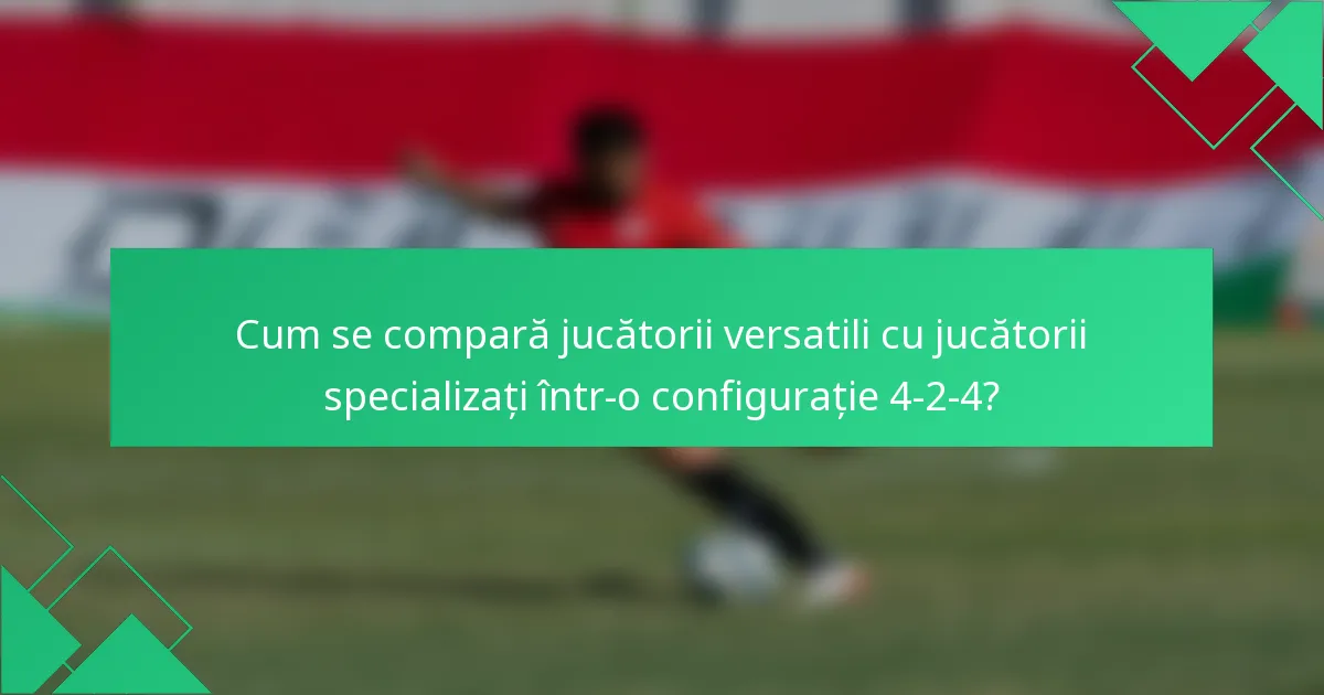Cum se compară jucătorii versatili cu jucătorii specializați într-o configurație 4-2-4?